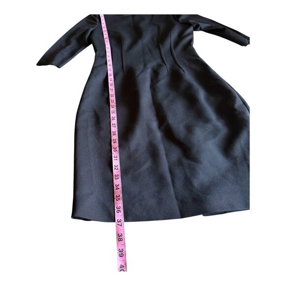 Elie Tahari Black Structured Sheath Dress 3/4 Sleeve Pencil Midi Classic Size 2 - Picture 8 of 13